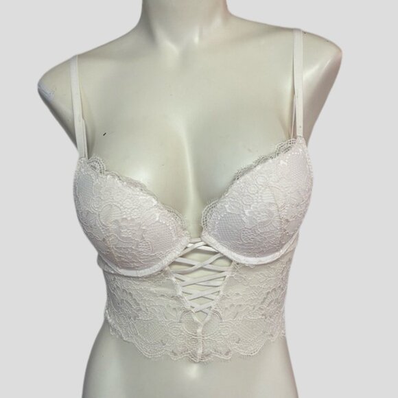 💕2/$35 💕 La Senza Cream Lace Bra Top Size 32B - Picture 1 of 6